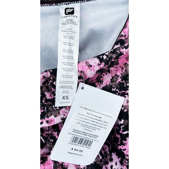 NWT Fabletics High Waisted Powerflex 7/8 Leggings Women’s XS 2-4 Pink Black - Picture 4 of 4